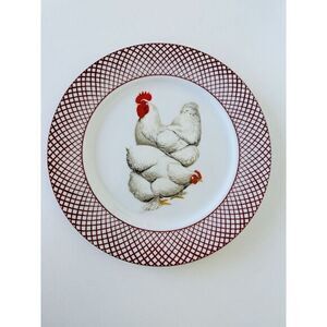The Haldon Group Devonshire White Rooster & Hen Dinner Plate Country‎ Farmhouse